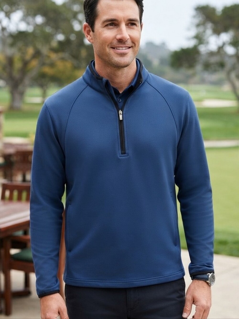 Pebble Beach Men's Navy Quarter-Zip Lightweight Shirt Jacket